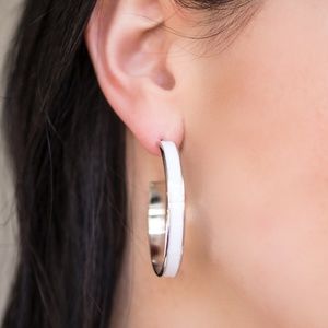 White and silver retro style hoops NEW!
